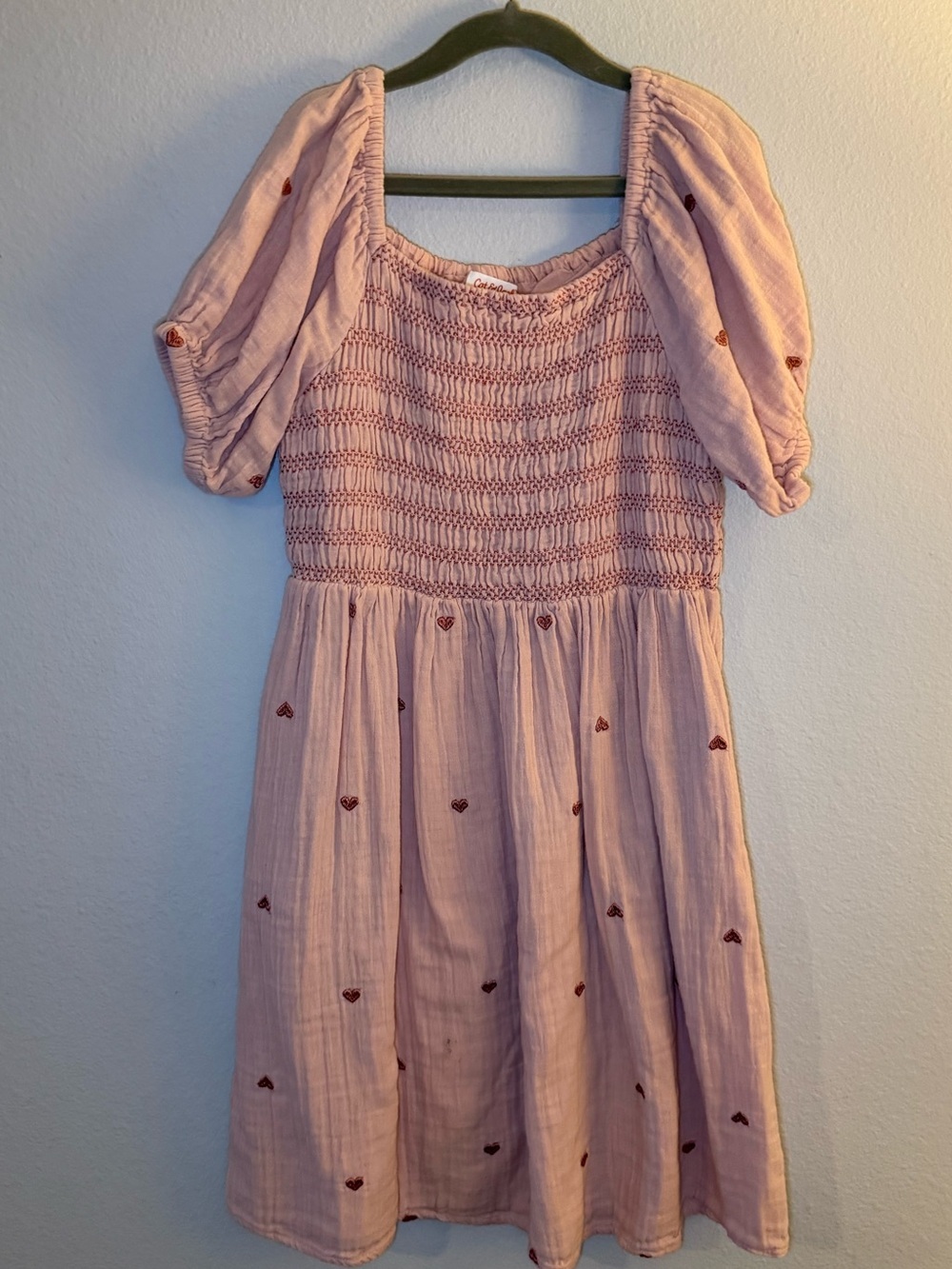 Cat & Jack Pink Smocked Dress with Puff Sleeves